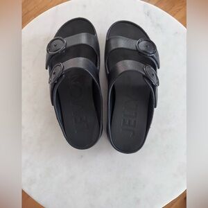 Jelly Slides Women’s Black Double-Buckle Sandals